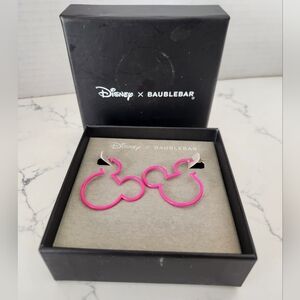 BaubleBar x Disney Mickey Mouse Outline Hoop Earrings Hot Pink NIB